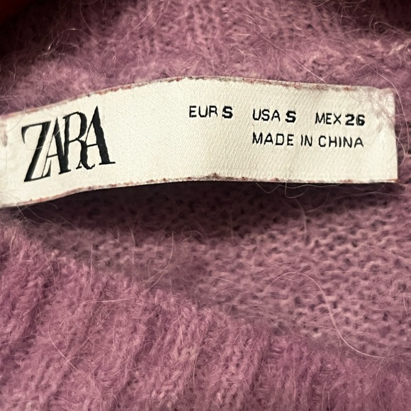 ZARA ALPACA PULLOVER WOLLE FLIEDER WOOL LILAC JUMPER SWEATER SZ Small Women - Picture 7 of 10